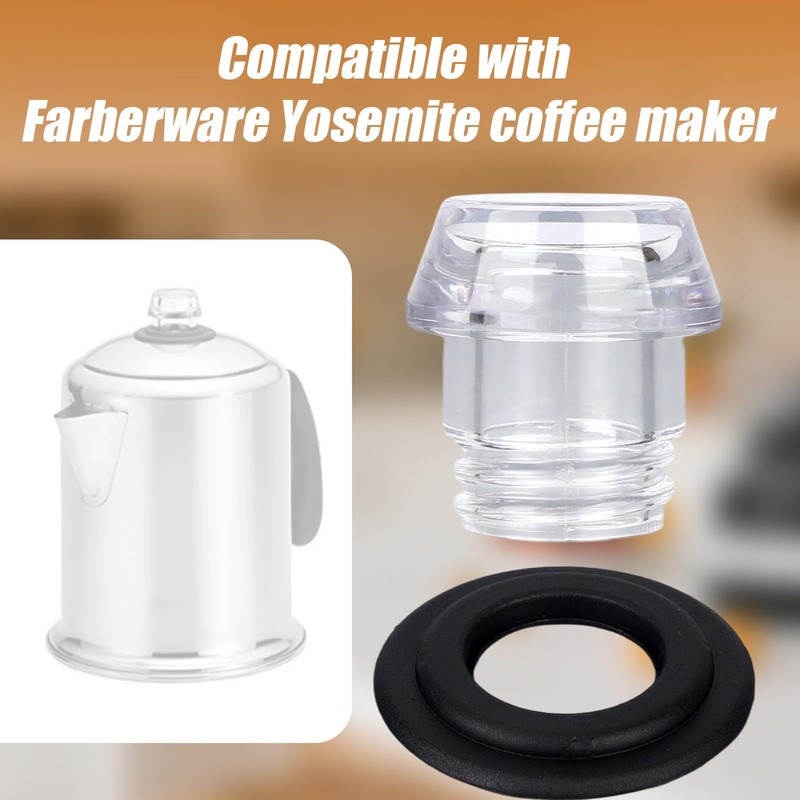 2 Sets Coffee Percolator Tops & Gaskets, Transparent Percolator Pot