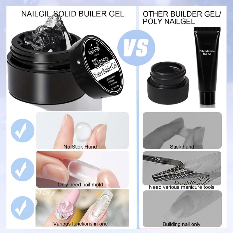 NAILGIL Solid Builder Gel Nail Extension, Solid Nail Glue Gel