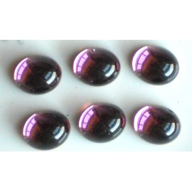 Vintage Glass Cabochons Amethyst Smooth 12x10mm Oval NOS Flat Bottom #1206B