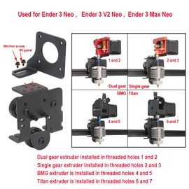 Zeberoxyz Ender 3 Neo 3D Printer Upgrade Direct Drive Plate with Dual Gear Extruder with Stepper Motor Only for Ender 3 Neo, Ender 3 Max Neo (Plate+Dual Extruder+Motor Kit)
