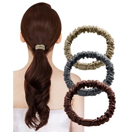 ヘアゴム シュシュ 天然シルク 100％ 髪ゴム 大人 髪にやさしい 跡がつかない 高弾性 髪留め おしゃれ 3本セット（A）