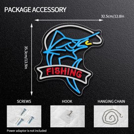 Runalosa Fishing Neon Sign Dimmable Fish Neon Light Sign for Wall Decor Fish On Led Signs for Fishing Gear Living Room Man Cave Yacht Decoration Gift for Fishing Lovers 12.8" x 13.9"