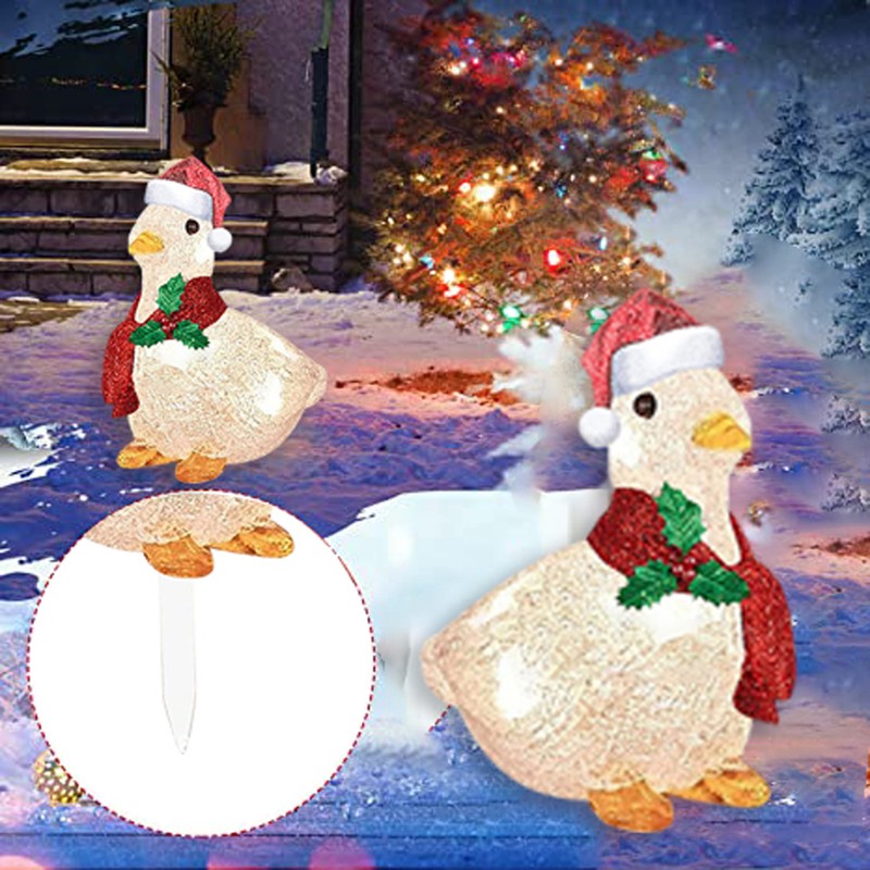 Duck with Scarf Decor Lights Flat Garden Sculpture Ornaments for