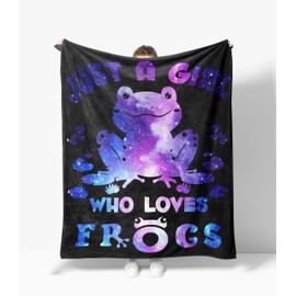 Frog Blanket Warm Plush Just A Girl Who Loves Frogs Flannel Throw Blanket Super Soft Fleece Cozy Fuzzy Frog Stuffed Animal Blanket Gifts for Kids Teens Adults Room Decor 40"X50"