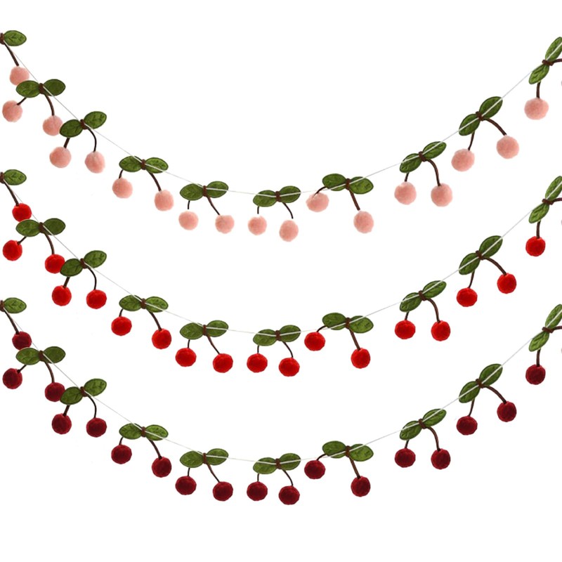 LUJIYY Soft and Realistic Handmade Cherry Felt String Garlands for