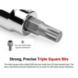 TEKTON 3/8 Inch Triple Square Bit Socket Set with Rail, 8-Piece (M4-M12) | SHB91108