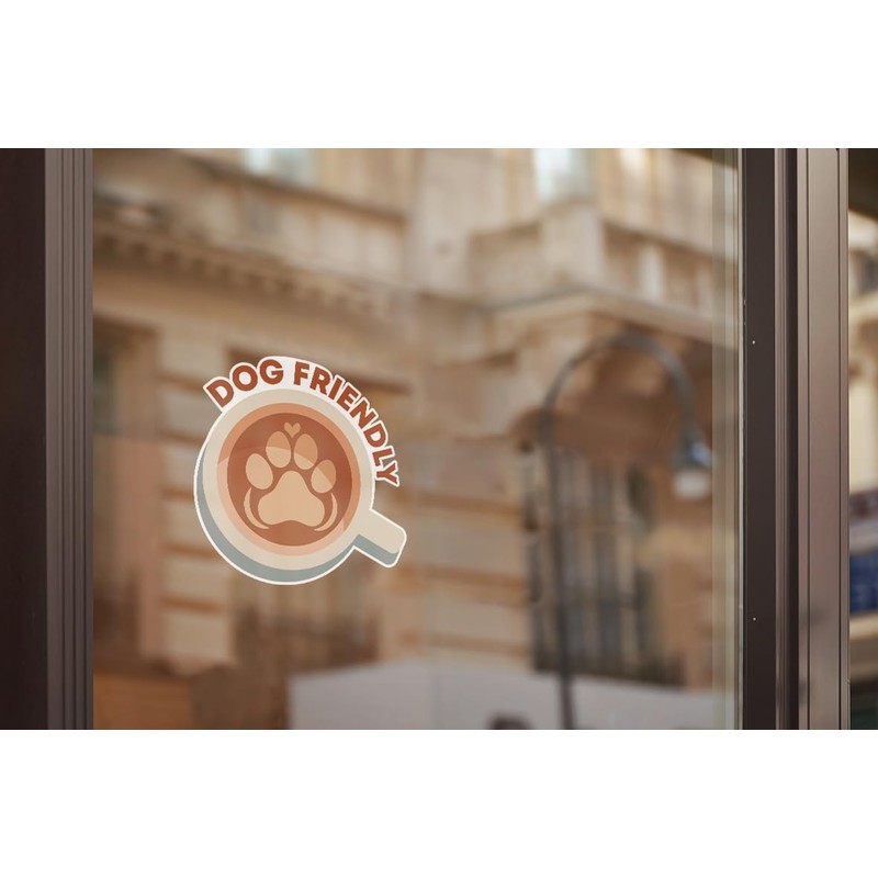 2 x 15cm Dog Friendly Static Vinyl Stickers - Cafe