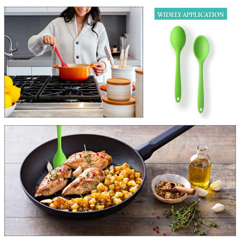 Auvotuis 2 Pcs Silicone Spoons for Cooking Heat Resistant, Non-Stick