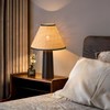Matte Black Rattan Table Lamp for Bedroom, Modern Wicker Lamps