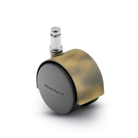 Shepherd Pacer Series 60mm Diameter Die-Cast Twin Nylon Wheel Swivel Caster, 3/8" Diameter x 1" Length Grip Ring Stem, 100 lbs Capacity, Windsor Antique Finish