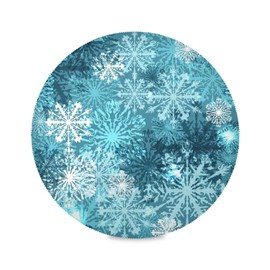 Christmas Placemats Teal Blue White Snowflake Round Placemats Set of 6 for Kitchen Table Washable Kitchen Table Mats Place mats