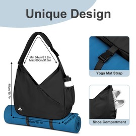 flintronic Sports Gym Bag, Yoga Mat Bag Womens, Travel Duffel Bag with Shoe Compartment and Wet Compartment, Sports Bag with Hidden Yoga Mat Strap, for Sports, Gym, Travel, Black