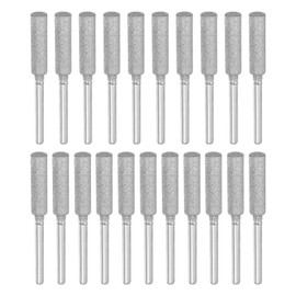 PATIKIL 21 Pcs Diamond Chainsaw Sharpener 7/32 Inch High Hardness Sharpening Stone Polishing Chainsaw Sharpening Kit Grinding File Tool for Chain Saw Stone Jewelry Wood, Silver(5mm)