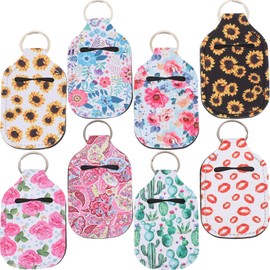 FRCOLOR 8pcs Protective Lotion Bottle Covers with Keychain Lightweight Decorative Travel Accessories for Lipstick and Liquid Containers for Home Office and Outdoor Use