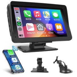 7 Inch Portable Car Audio, Integrated Navigation, Easy On/Off, Mirroring Function, Compatible with Apple CarPlay, Android Auto, Bluetooth/USB/AUX Input/Car FM Transmitter, Navigation, Music,