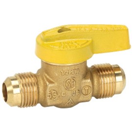 Homewerks VGV1LHT2B Premium Gas Ball Valve Flare Inlet/Outlet, Brass, 3/8-Inch, 3/8 Inch