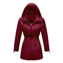 TRATENBY Rain-Jacket Women-Waterproof Lightweight-Packable Hood-Raincoat — Travel Windbreaker Coat in A Pouch Polka Dot