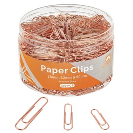 NEEWAY - 500 clips de papel de oro rosa, varios tamaños pequeños, medianos y grandes, ideal para el hogar, la escuela y la oficina
