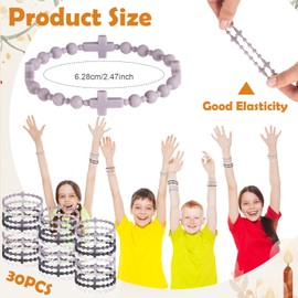 Tondiamo 30 Pcs Friendship Silicone Cross Bracelet Bulk for Women Men, 5 Colors Christian Jesus Prayer Bracelet Religious Faith Belief Gift