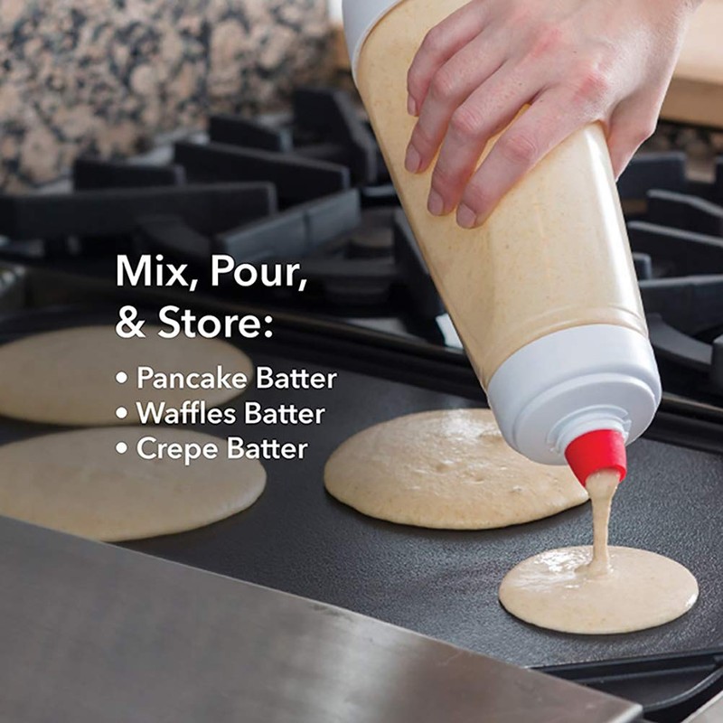 Dough Mixing Bottle, Pancake Shaker, Cupcake Mixer, 1000 ml, White