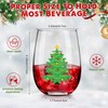 Umigy 6 Pieces Christmas Stemless Wine Glass, 12 oz Winterberry