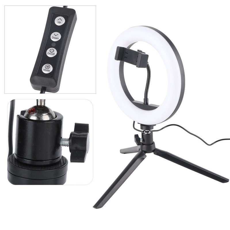 UN‑206 3‑Color 20cm Ring Light LED Tripod Stand Arc Fill