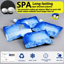 Reusable Ice Packs for Coolers - Slim & Long Lasting Freezer Packs for Lunch Bags, Camping, Travel, Beach, Outdoor, Food & Beverage Cooling - BPA-Free, Leak-Proof, Durable Ice Blocks (3)