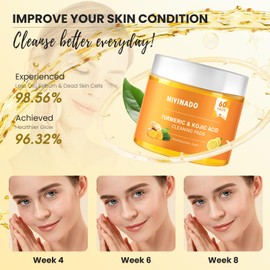 Turmeric Kojic Acid Cleansing Pads - Turmeric Face Scrub Pads 60PCS, for Face Cleansing and Exfoliation