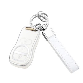 Key Fob Cover with Keychain for Nissan Frontier Armada Murano Pathfinder Quest Sentra Titan Versa Xterra and Infiniti (White)