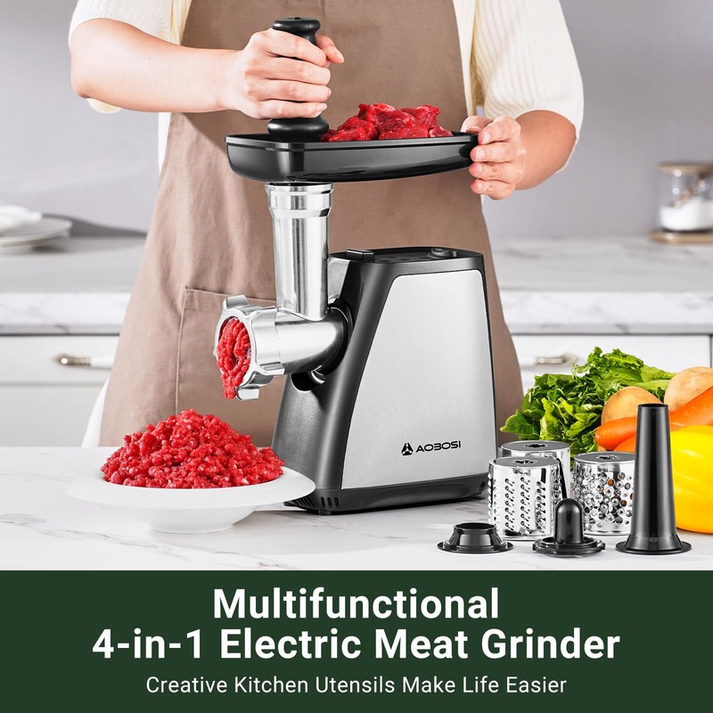 AAOBOSI Meat Grinder, 4-In-1 Meat Grinder Electric [2800W Max] with
