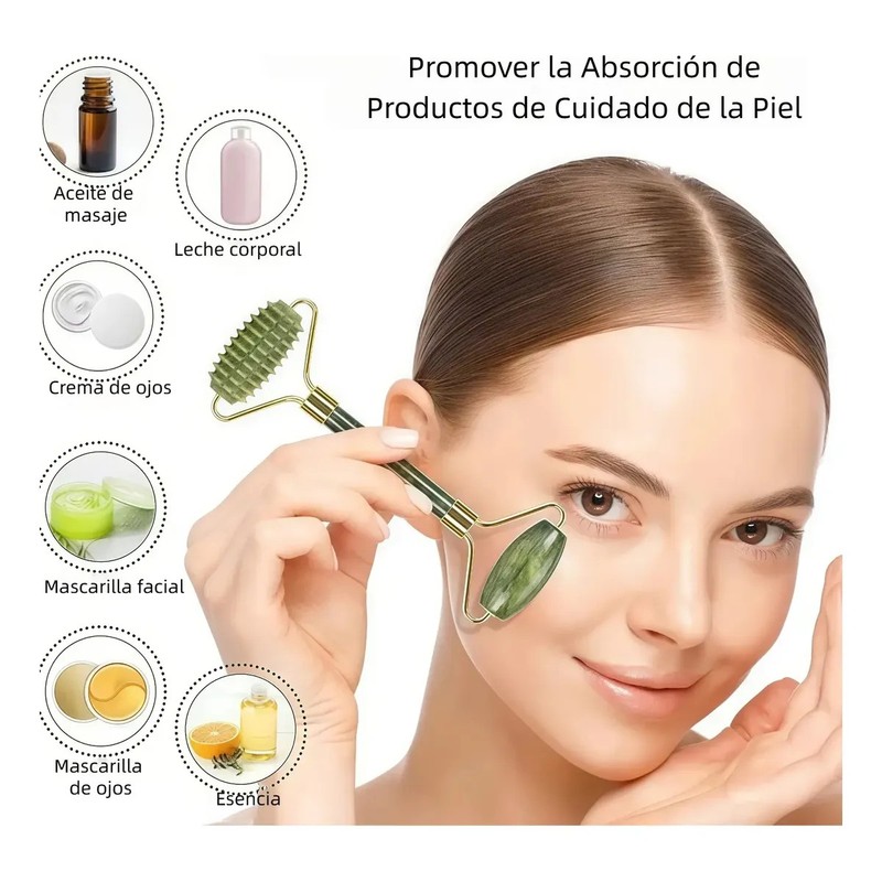 3pcs Rodillo De Masaje Facial De Jade Gua Sha Rejuvenece