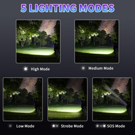 Rechargeable Flashlights High Lumens, 990000lm Super Bright Flashlight Rechargeable with 5Mode, High Powered Tactical Flashlights High Lumens, Adjustable LED Flash Light for Camping Hiking Emergencies