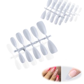 Nail Tips, Short Nail Tips, Polished Nail Tips, Set of 300, Practice, Commercial Use, Ultra Thin (Oval, Medium)