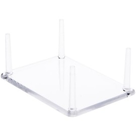 Plymor Clear Acrylic Rectangular Display Base with 4 Display Prongs for Geode, Mineral or Crystal Cluster, 3.5" W x 2.5" D x 1.375" H, Pack of 2