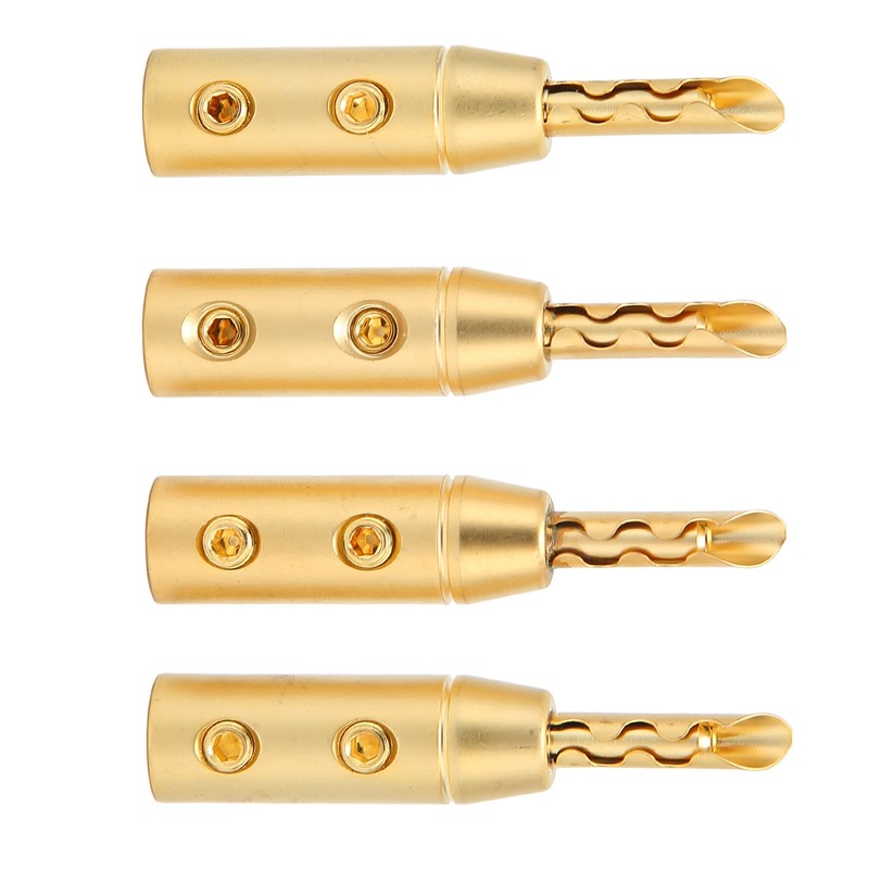 4pcs BFA Banana Plug Brass Gold Plated Open Screw Speaker