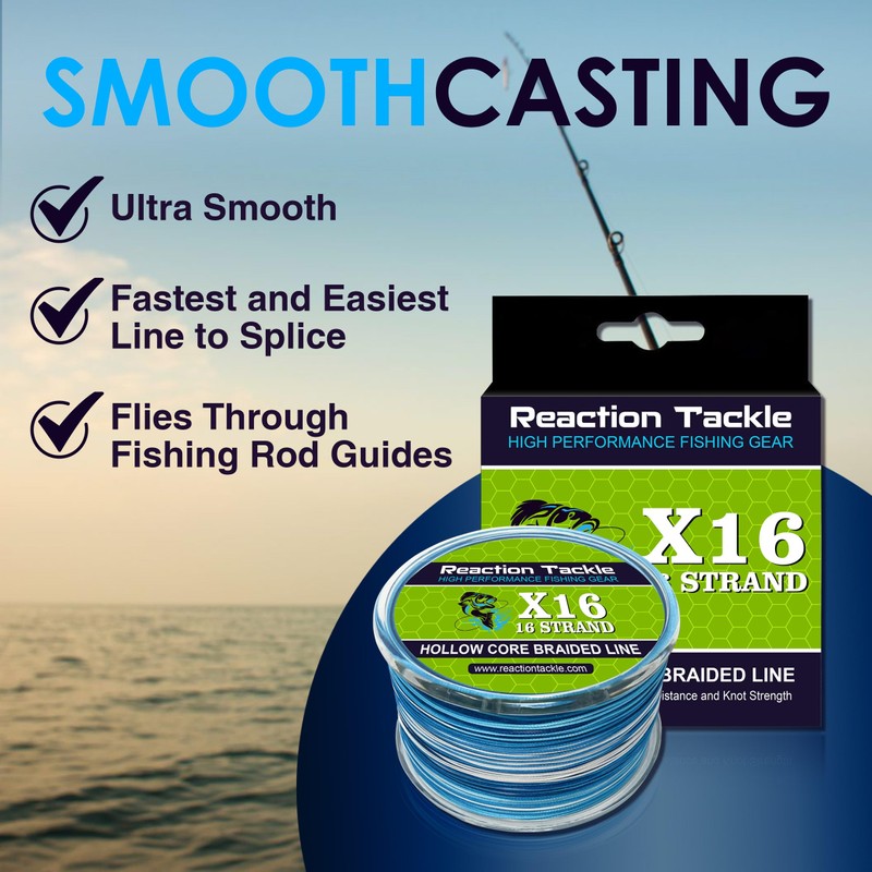 Reaction Tackle Hollow Core, 16 Strand Braided Fishing Line White