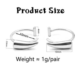 Ycfish 2 Pcs Fake Lip Ring Vampire Fangs, Silver Wolf Teeth Non Piercing Labret, Stainless Steel Non Piercing Wolf Teeth Lip Cuff for Women & Men