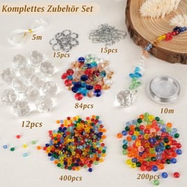 RUBY Sun Catcher Crystal Craft Set in Wooden Box Set - DIY Window Decoration with Crystal Balls, Beads & Accessories for at least 12 Pendants, Children's Birthday Crafts, Window Decoration, Light