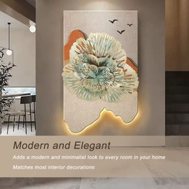 NOENNULL Metal Wall Decoration Modern Stylish Triangular Ginkgo Flower Iron 3D Wall Sculpture for Living Room Bedroom Hall, Elegant and Unique Metal Flower Wall Art, Premium