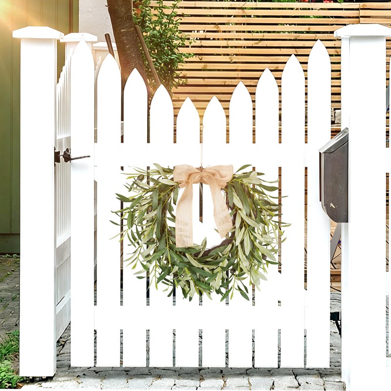 Olive Wreath for Front Door, 19'' Real Touch Door Wreath