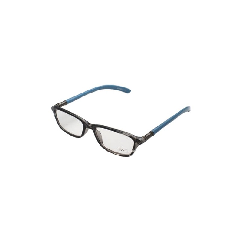 ハックベリー シニアグラス おしゃれな老眼鏡 度数+2.00 ツルがブルー フレームがブラウン系にアクセントが効いたお洒落 老眼鏡 P022S-2