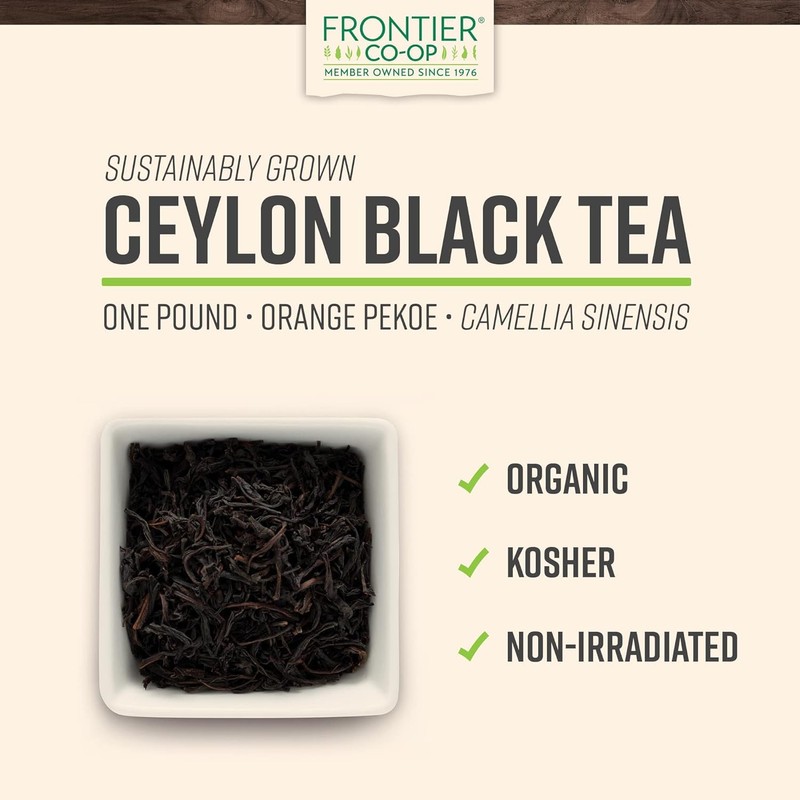 Frontier Co-op Organic Ceylon Black Tea, 1-Pound Bulk, High-Grown Orange