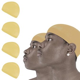 4 Pcs Wave Cap Stocking Caps Stretch Compression Long Lasting Lightweight Comfortable Fit Durable Mens Dome Cap Loc Cap Sleeping Hair Caps Wave Caps for Men (Yellow - 2 Pack of 2 Pcs)