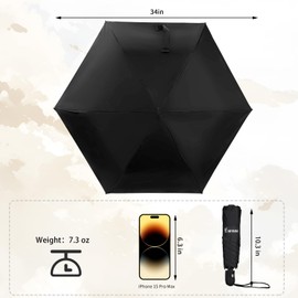 GAOYAING Compact Automatic Travel Umbrella with Case, Mini Small Folding Sun UV, Pocket Purse Umbrella Black | GAOYAING