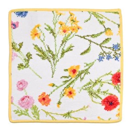 Fayler Women's Handkerchief Hand Towel, Flower Meadow, Yellow, 11.8 x 11.8 inches (30 x 30 cm)