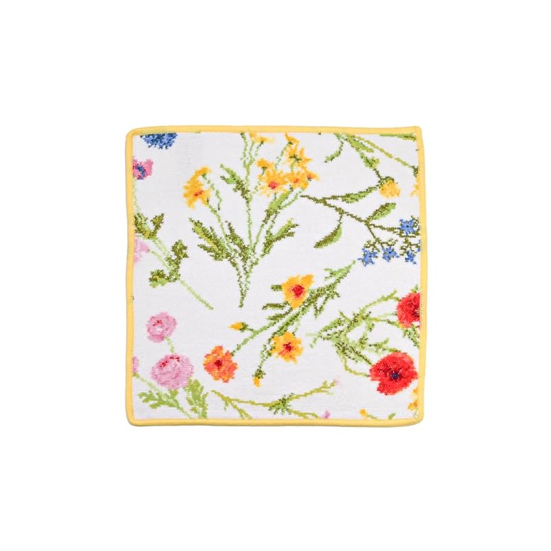 Fayler Women's Handkerchief Hand Towel, Flower Meadow, Yellow, 11.8 x