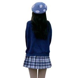 Packitcute Boina de lana para niñas adolescentes hecha a mano ligera linda nube dulce Lolita sombreros azul