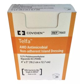 Telfa Apósito,telfa Amd Phmb, 10.2x12.7cm, Caja 25 Piezas