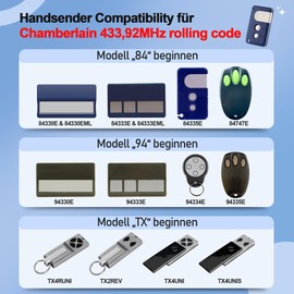 Garage Door Remote Control Compatible with Chamberlain 84335MAX, Garage Door Drive Handheld Transmitter for Chamberlain Motorlift ML1000EV ML700EV ML510EV
