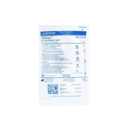 AMSINO AE3108 AMSafe Standard Bore Tubing IV Extension Set, Sterile, Needle-Free Connector, 8" Length (Pack of 100)